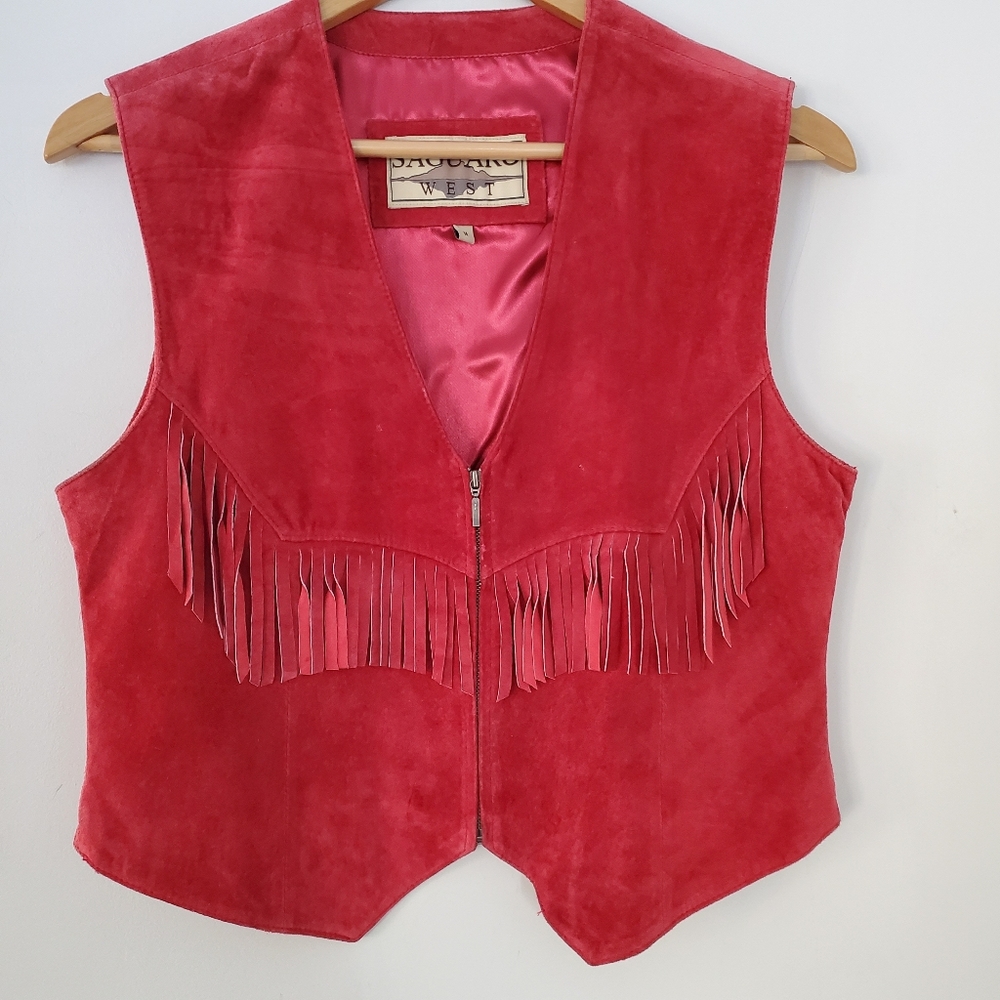 Red Suede Fringe Vest